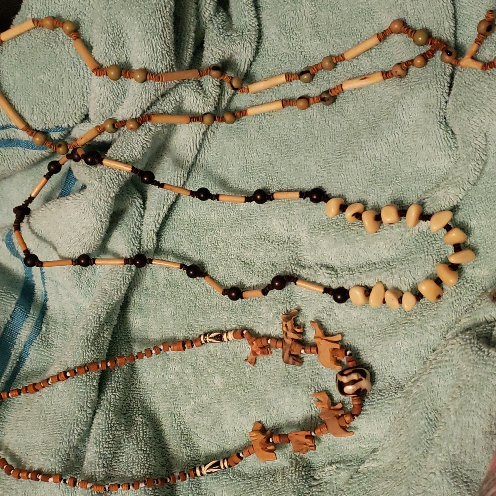 3 very old Boho trible necklaces